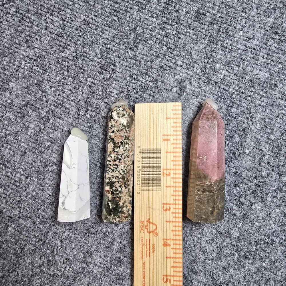 Lot of 3 Rhodonite, Jasper, Howlite Column Tower Pillars - USA - Picture 2 of 6